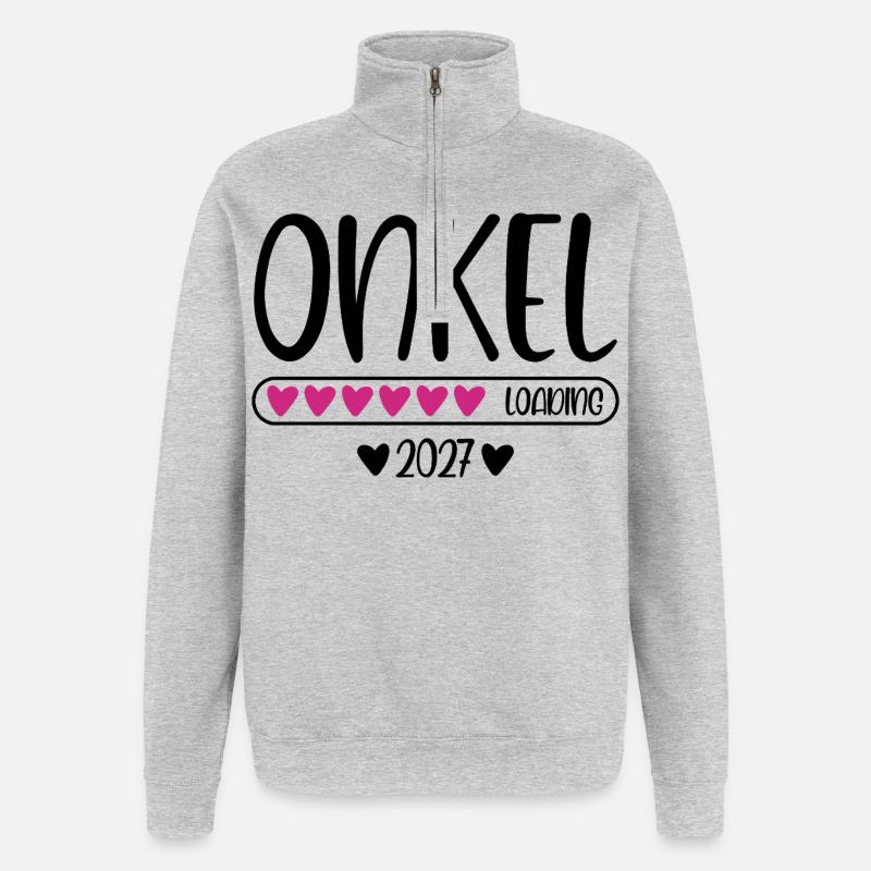 Onkel 2027 loading Herzchen Ladebalken - Quarter-Zip-Sweatshirt - Grau meliert