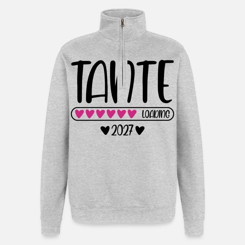 Aunt 2027 loading heart loading bar - Quarter-Zip Sweatshirt - heather grey