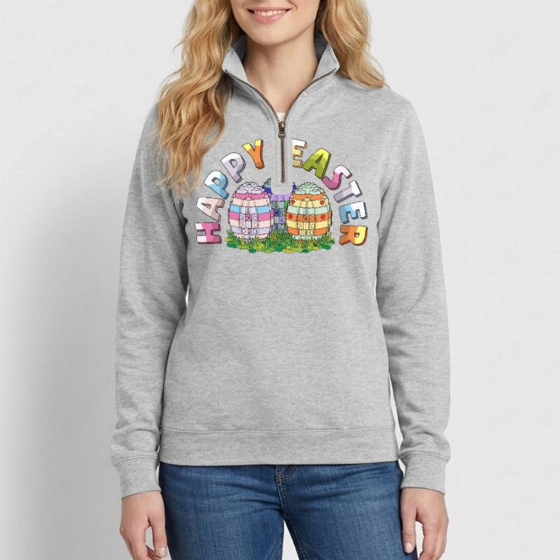 Happy Easter Brick Builder Easter Eggs Bricks Quarter-Zip Sweatshirt