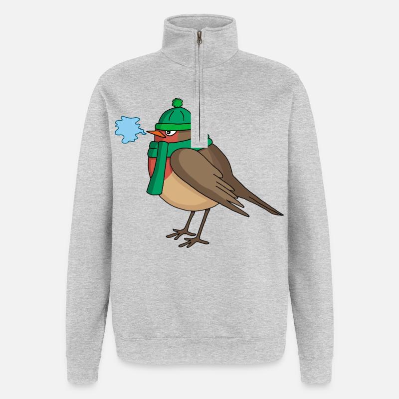 Der Vogel und der Winter - Quarter-Zip-Sweatshirt - Grau meliert