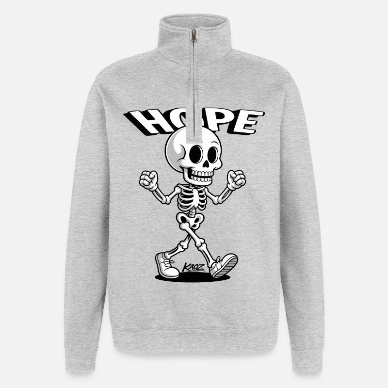Hope Skeleton Stride - Sweat à zip 1/4 - gris chiné