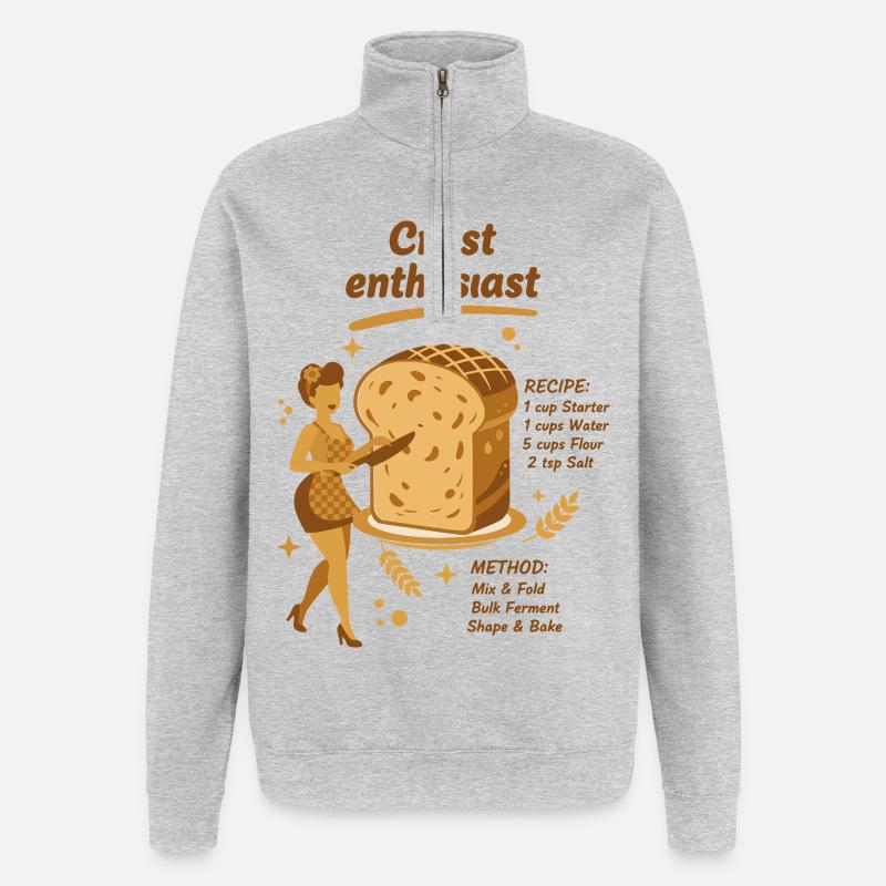 Sourdough Crust Enthusiast Bread Baking Baker - Quarter-Zip Sweatshirt - heather grey