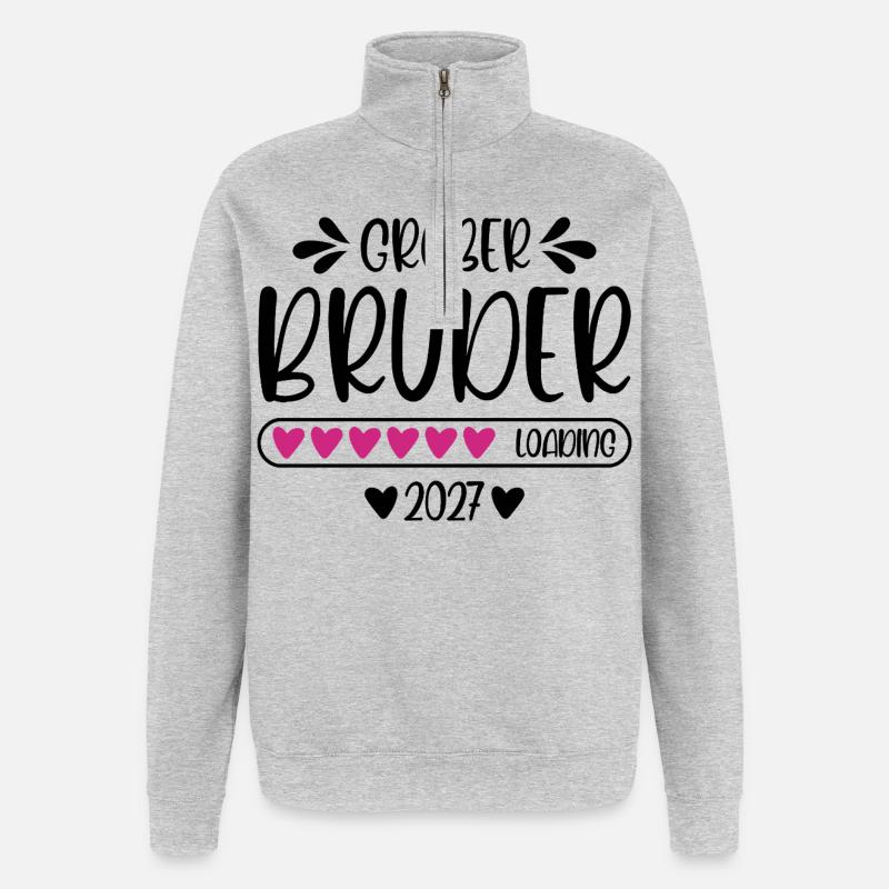 Großer Bruder 2027 loading Herzchen Ladebalken - Quarter-Zip-Sweatshirt - Grau meliert