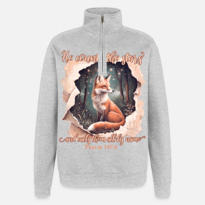 Citation biblique chrétienne de Fox - Sweat à zip 1/4 - gris chiné