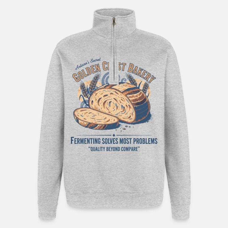 Sauerteigbrot Backbäcker Sauerteigstarter - Quarter-Zip-Sweatshirt - Grau meliert