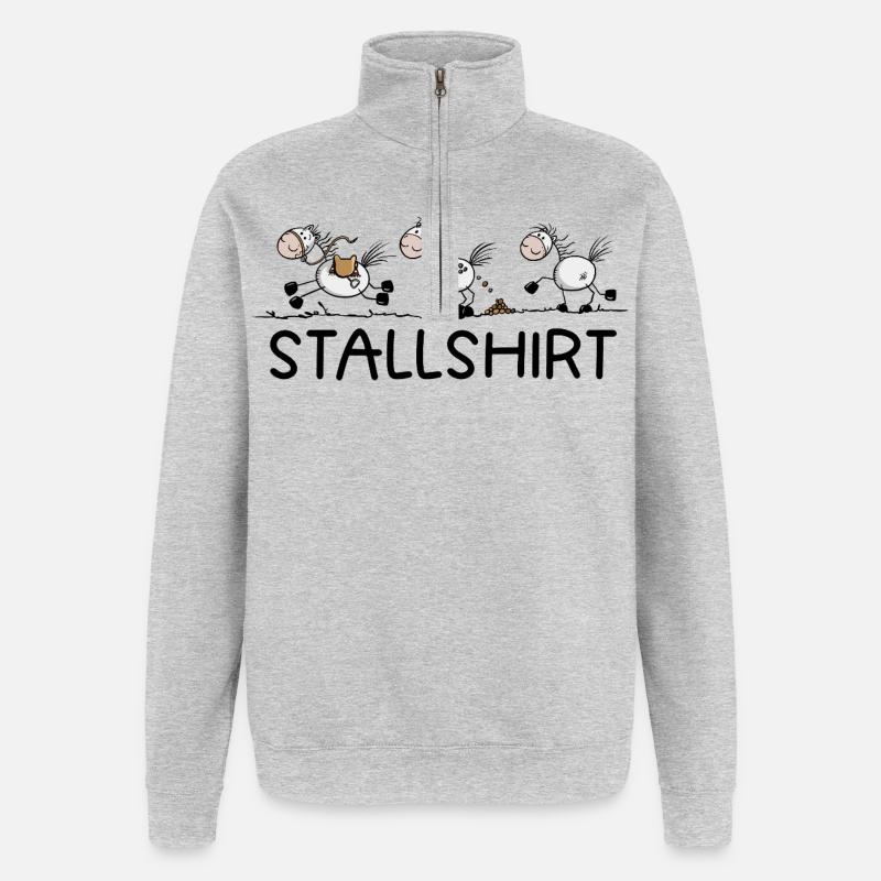 Écurie drôle de cheval chemise Homme bâton de cheval - Sweat à zip 1/4 - gris chiné