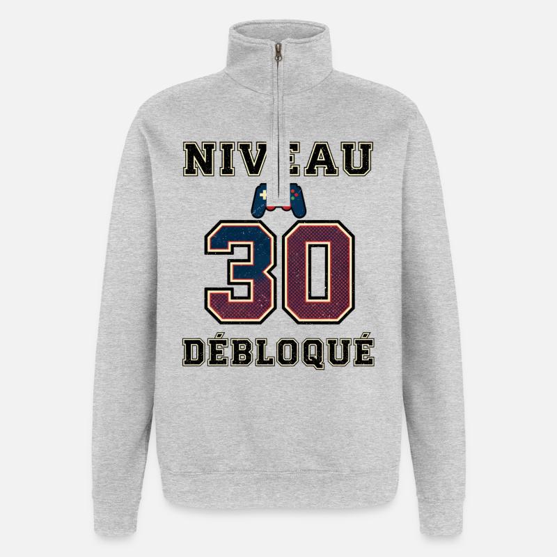 Level 30 Unlocked – Game Controller - Quarter-Zip Sweatshirt - heather grey