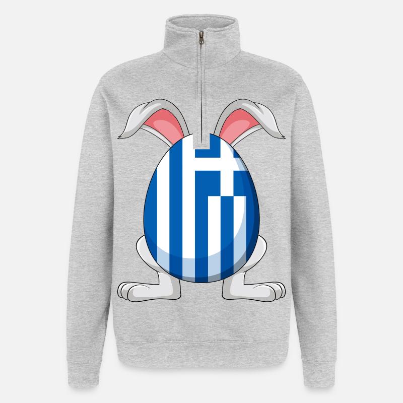 Petit Tsourekaki Lapin grec de Pâques - Sweat à zip 1/4 - gris chiné