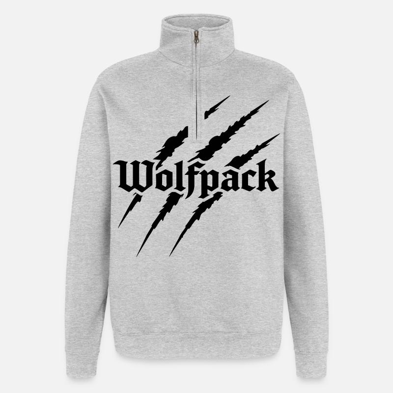 Wolfsrudel - Quarter-Zip-Sweatshirt - Grau meliert
