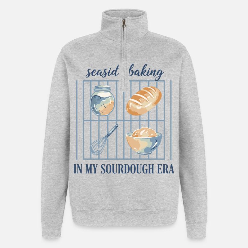 Säurteigbackbrot Backzeit - Quarter-Zip-Sweatshirt - Grau meliert