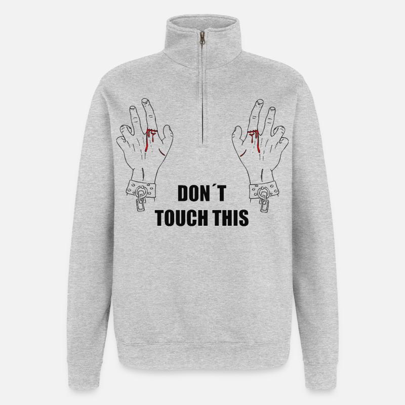 Ne touche pas à ça - Sweat à zip 1/4 - gris chiné