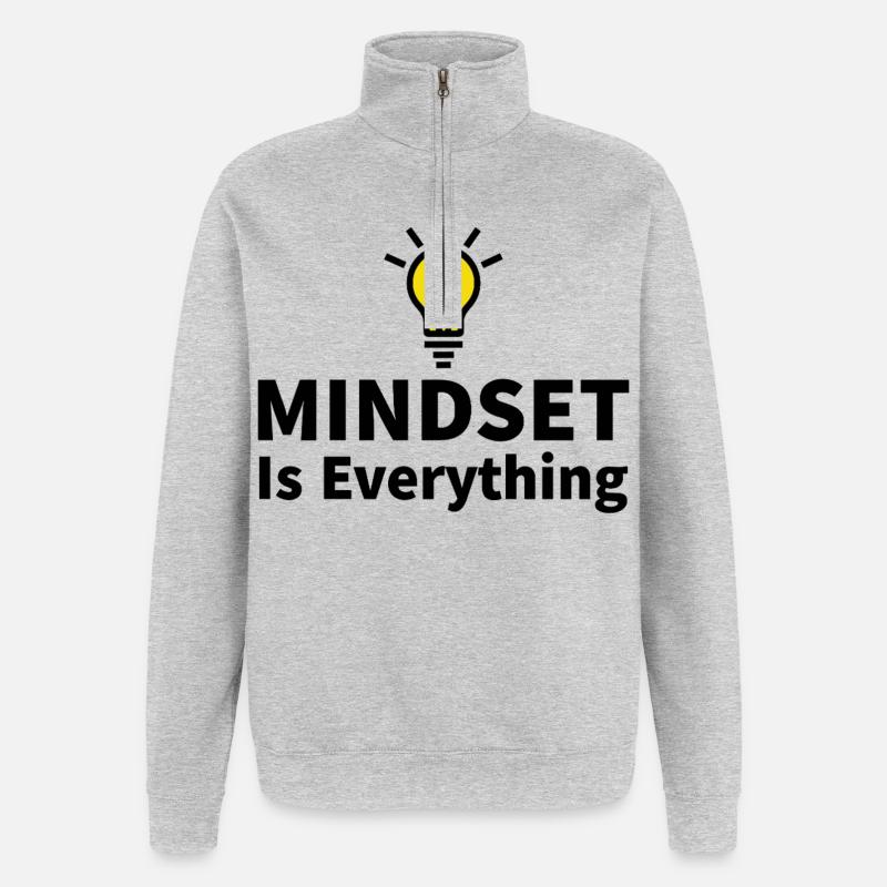 Mindset is everything Glühbirne Motivation Erfolg - Sweat à zip 1/4 - gris chiné