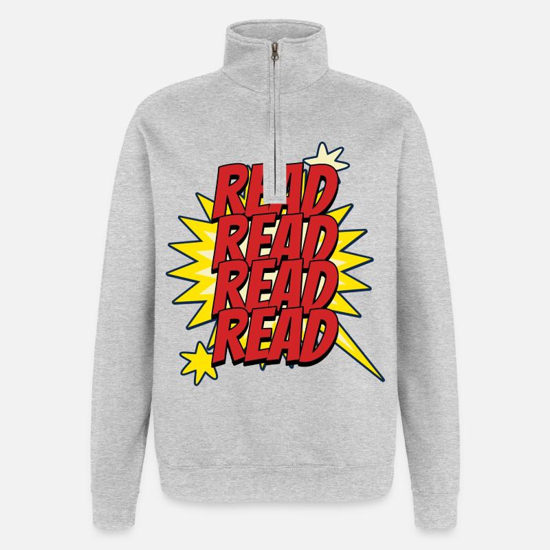 Lire Design - Look Super-héros de comics - Sweat à zip 1/4 - gris chiné