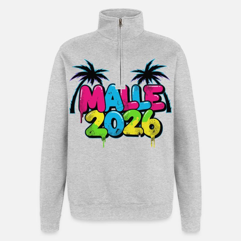 Fête Malle 2026 - Sweat à zip 1/4 - gris chiné