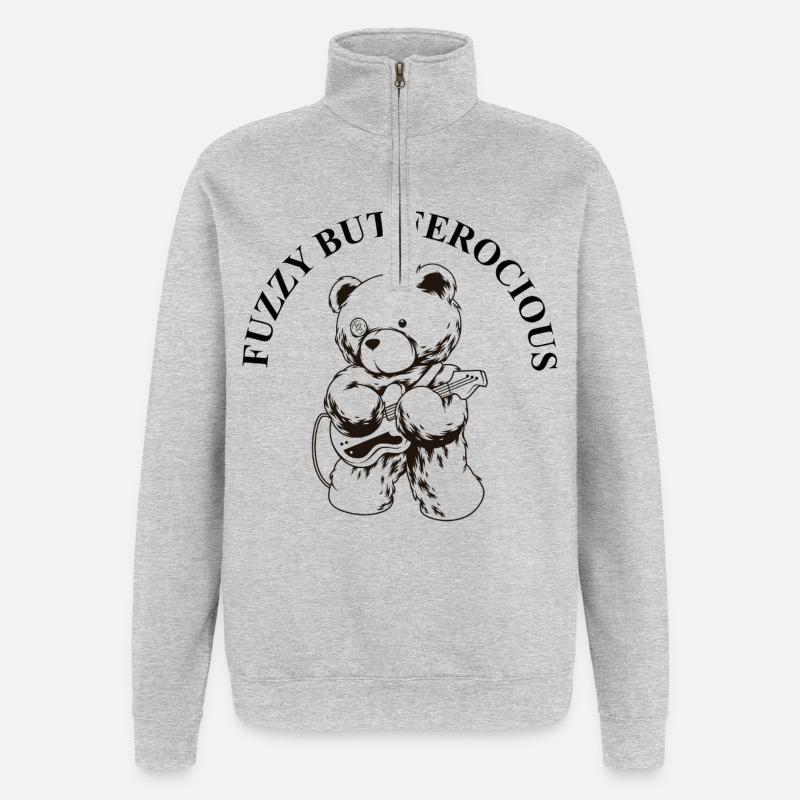 Pelucheux mais féroce – Diction Bear Rock - Sweat à zip 1/4 - gris chiné