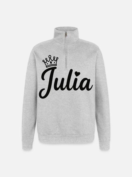Juliet Name Crown Heart Calligraphy Personalized - Quarter-Zip Sweatshirt - heather grey
