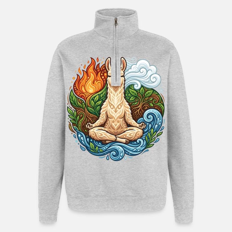 Zen Lama - Spirituelle Elemente & Meditation - Quarter-Zip-Sweatshirt - Grau meliert
