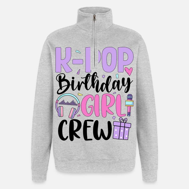 K Pop Équipe des Filles d’Anniversaire - Sweat à zip 1/4 - gris chiné