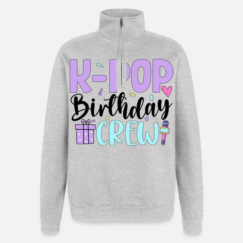 Équipe d’anniversaire K Pop - Sweat à zip 1/4 - gris chiné