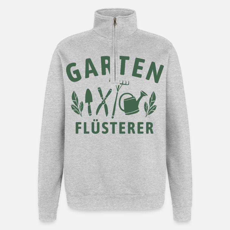 Garten Flüsterer - Retro Gärtner Natur - Quarter-Zip-Sweatshirt - Grau meliert
