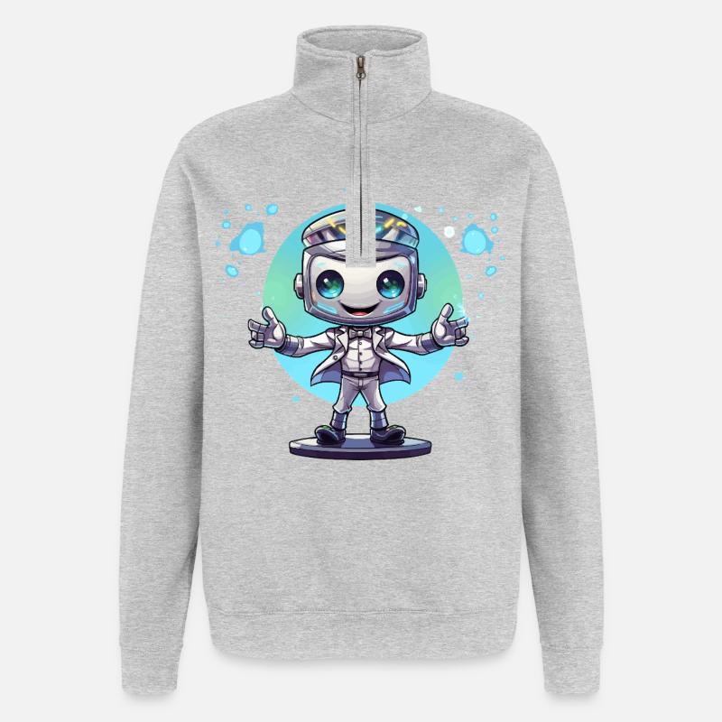 Small space robot in a suit - Quarter-Zip Sweatshirt - heather grey