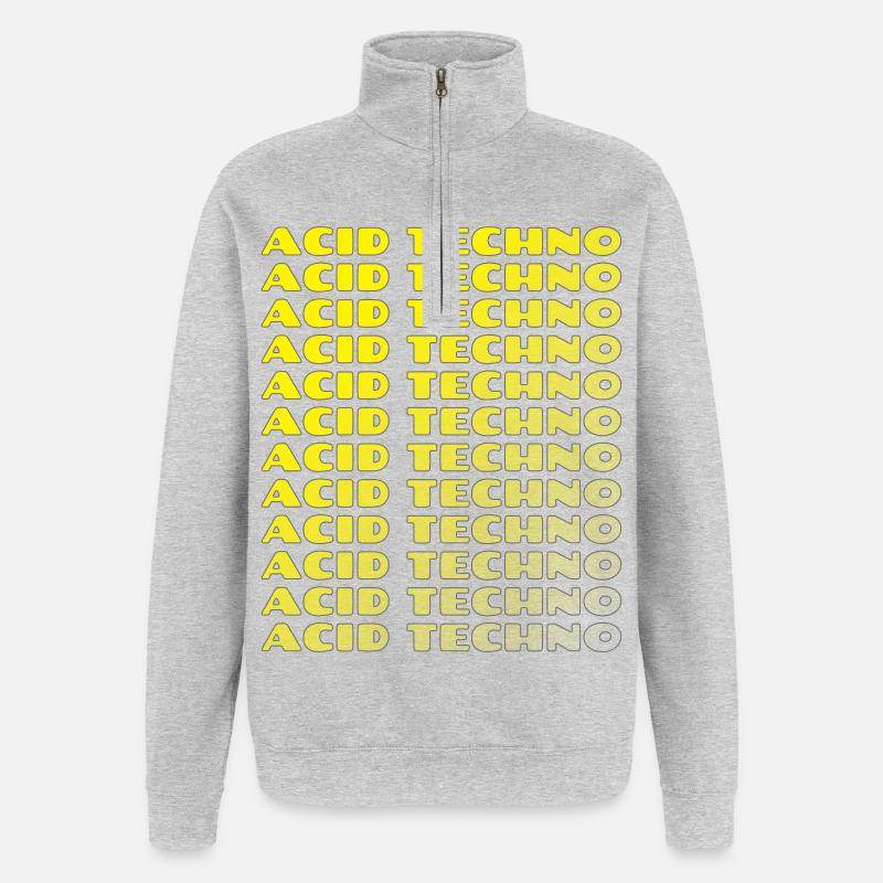 Acid Techno Repeat Neon - Sweat à zip 1/4 - gris chiné