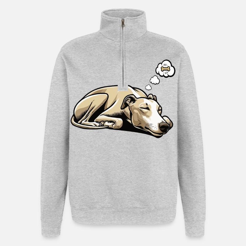 Whippet Greyhound Whippets Propriétaire de lévrier - Sweat à zip 1/4 - gris chiné