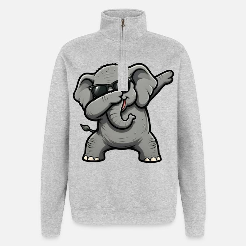 Éléphant de dab - Sweat à zip 1/4 - gris chiné