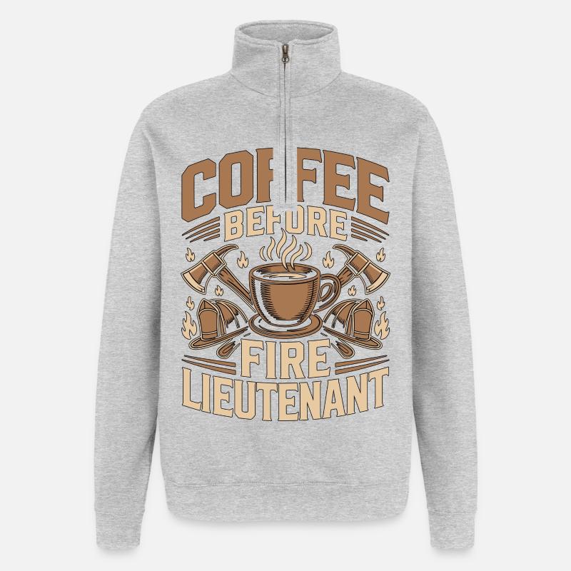 Fire Lieutenant Coffee Firefighting Coffee Lover - Quarter-Zip-Sweatshirt - Grau meliert