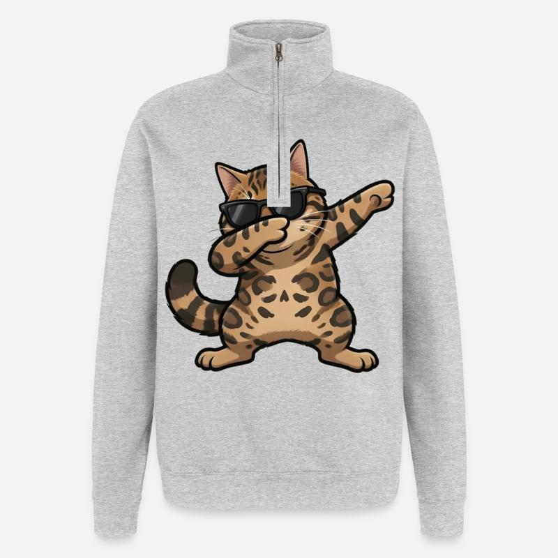Kot Bengal Dabbing - Bluza z zamkiem 1/4 - szary melanż