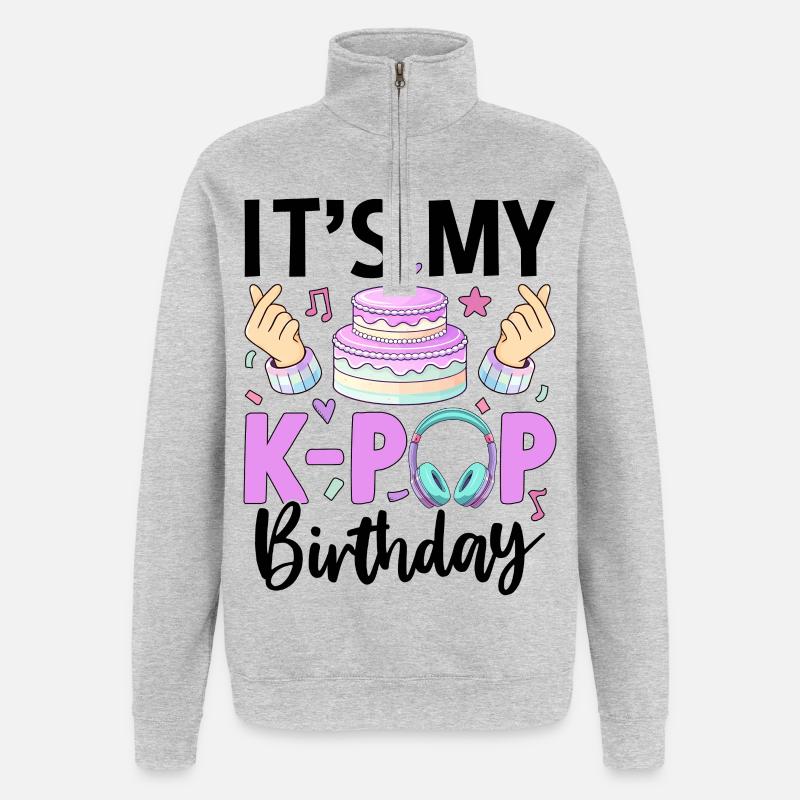 C’est mon anniversaire de K Pop - Sweat à zip 1/4 - gris chiné