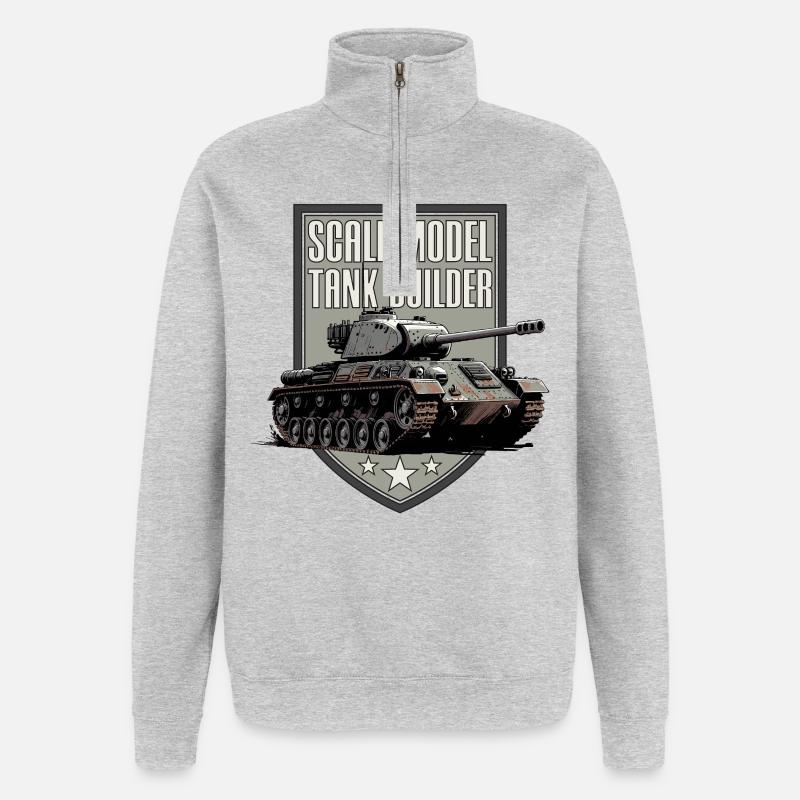Scale Model Tank Builder - Quarter-Zip Sweatshirt - heather grey