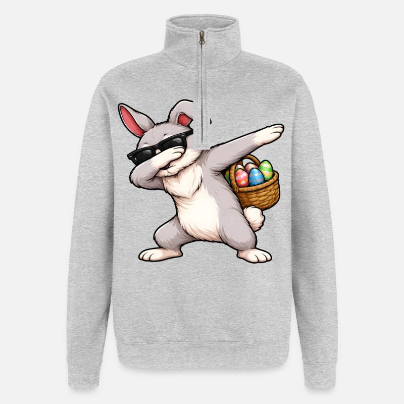 Dabbing Easter Bunny - Quarter-Zip Sweatshirt - heather grey