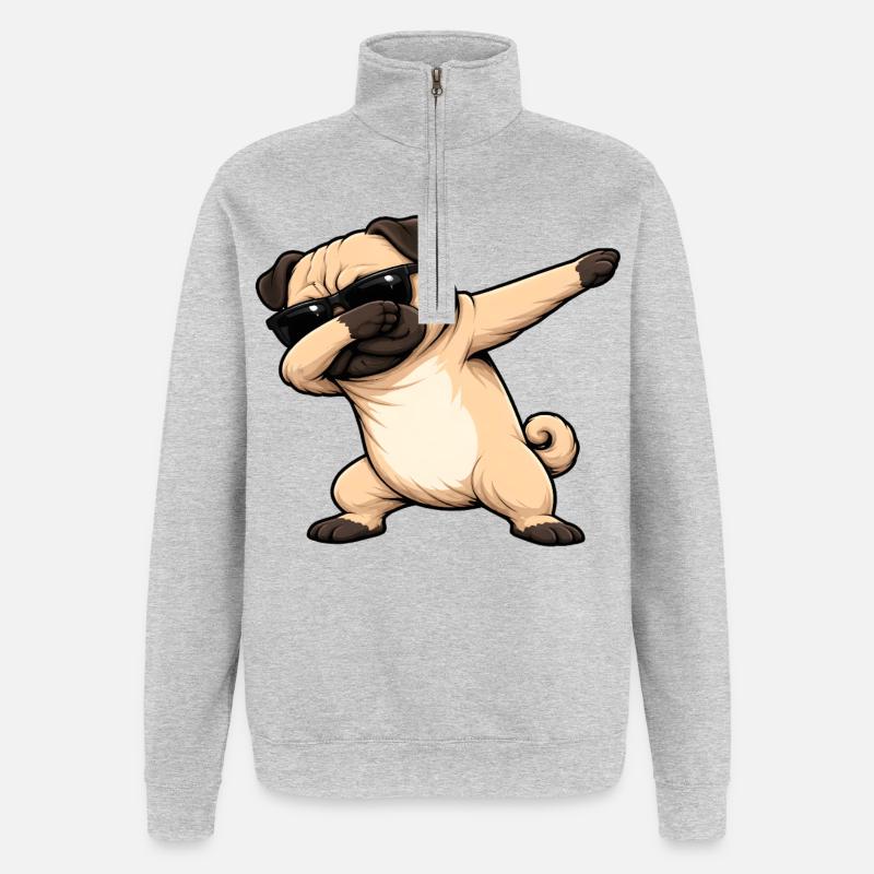 Dabbing Mops - Quarter-Zip-Sweatshirt - Grau meliert