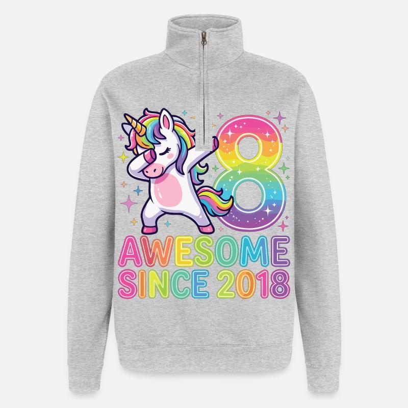 Einhorn Regenbogen Acht Design - Quarter-Zip-Sweatshirt - Grau meliert