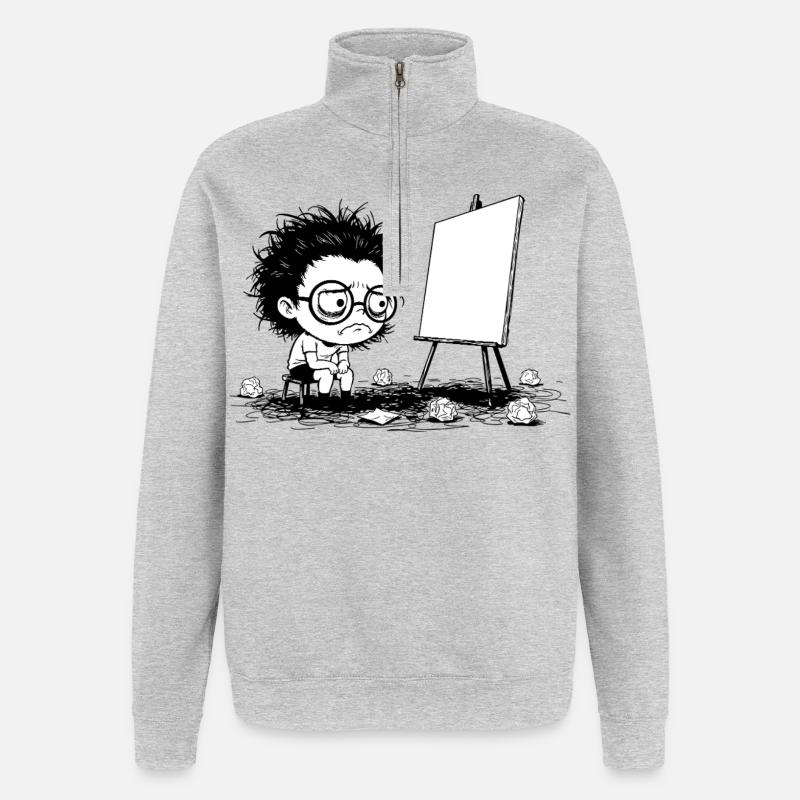 Artist Creative Blocking Empty Canvas Manga - Quarter-Zip Sweatshirt - heather grey