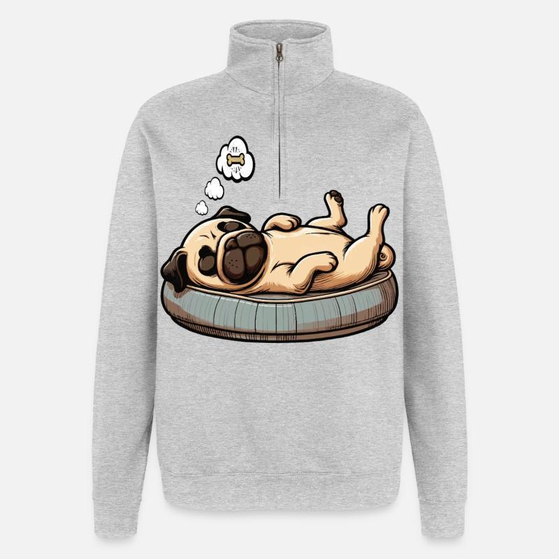 Mops Möpse Mopsbesitzer Mopsliebhaber Mopshalter - Quarter-Zip-Sweatshirt - Grau meliert