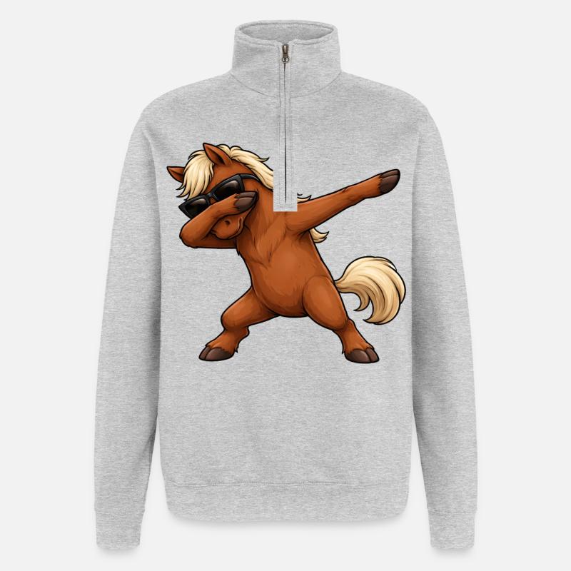 Cheval de dabing - Sweat à zip 1/4 - gris chiné