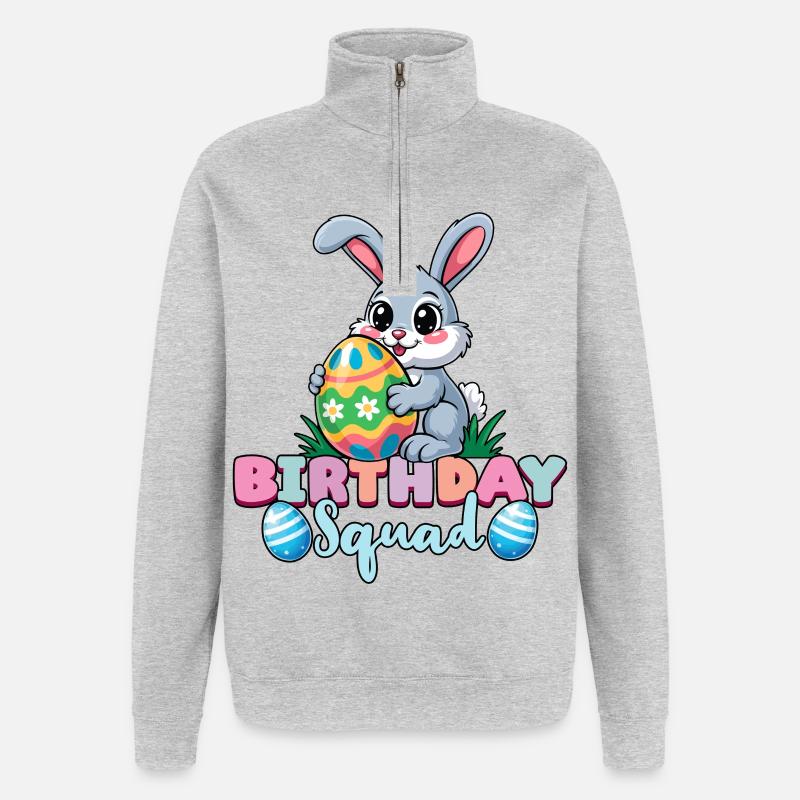 Birthday Squad Happy Easter Bunny Spring - Quarter-Zip Sweatshirt - heather grey