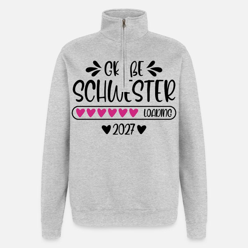Große Schwester 2027 loading - Quarter-Zip-Sweatshirt - Grau meliert