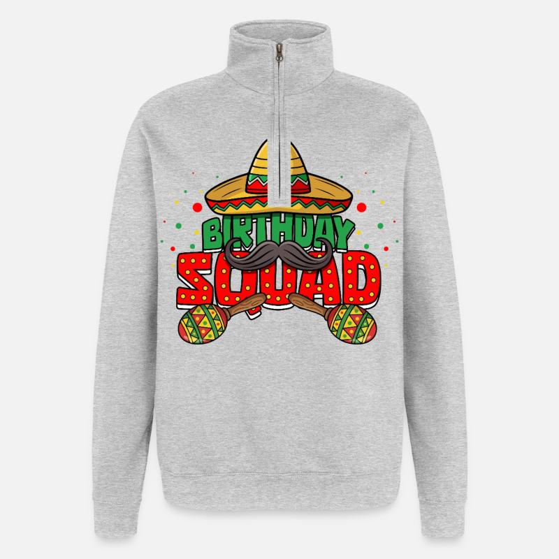 Équipe d’anniversaire Cinco de Mayo Mexican - Sweat à zip 1/4 - gris chiné