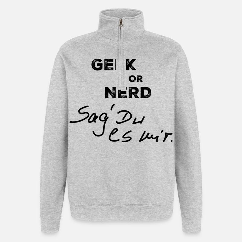 Geek oder Nerd - Quarter-Zip-Sweatshirt - Grau meliert
