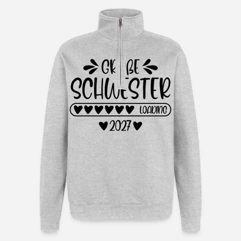 Große Schwester 2027 loading - Quarter-Zip-Sweatshirt - Grau meliert