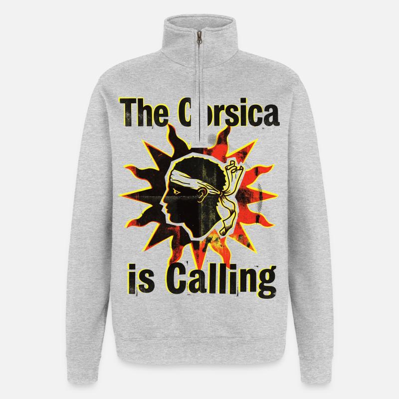 Corsica is calling - Sweat à zip 1/4 - gris chiné