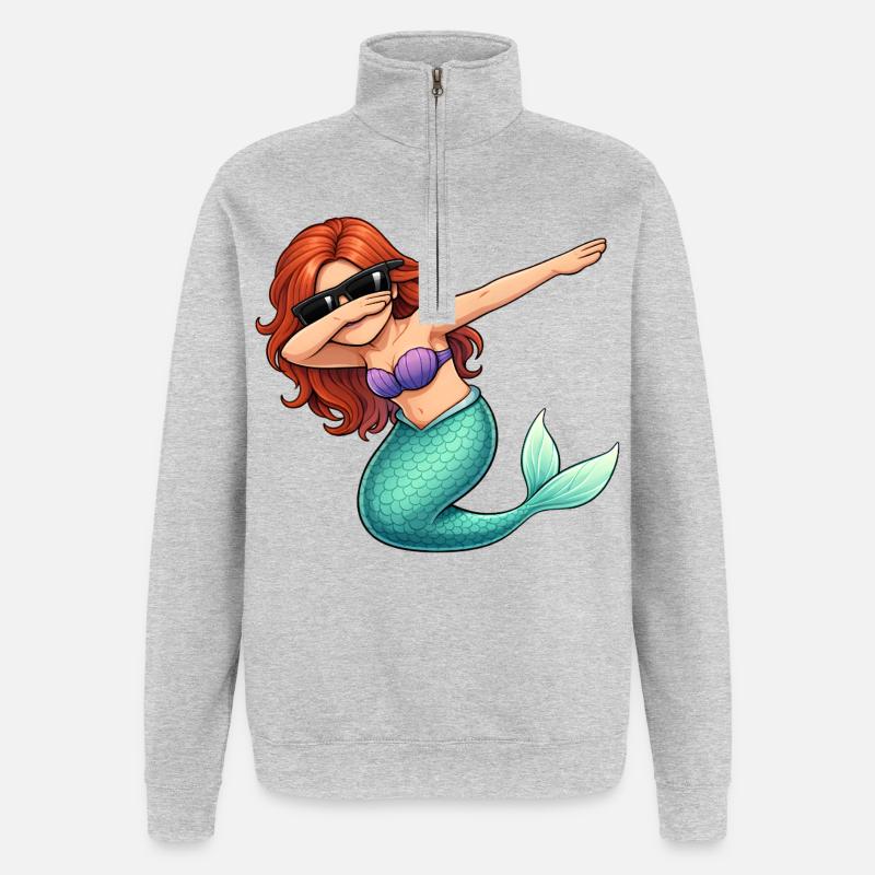 Dabbing Meerjungfrau - Quarter-Zip-Sweatshirt - Grau meliert