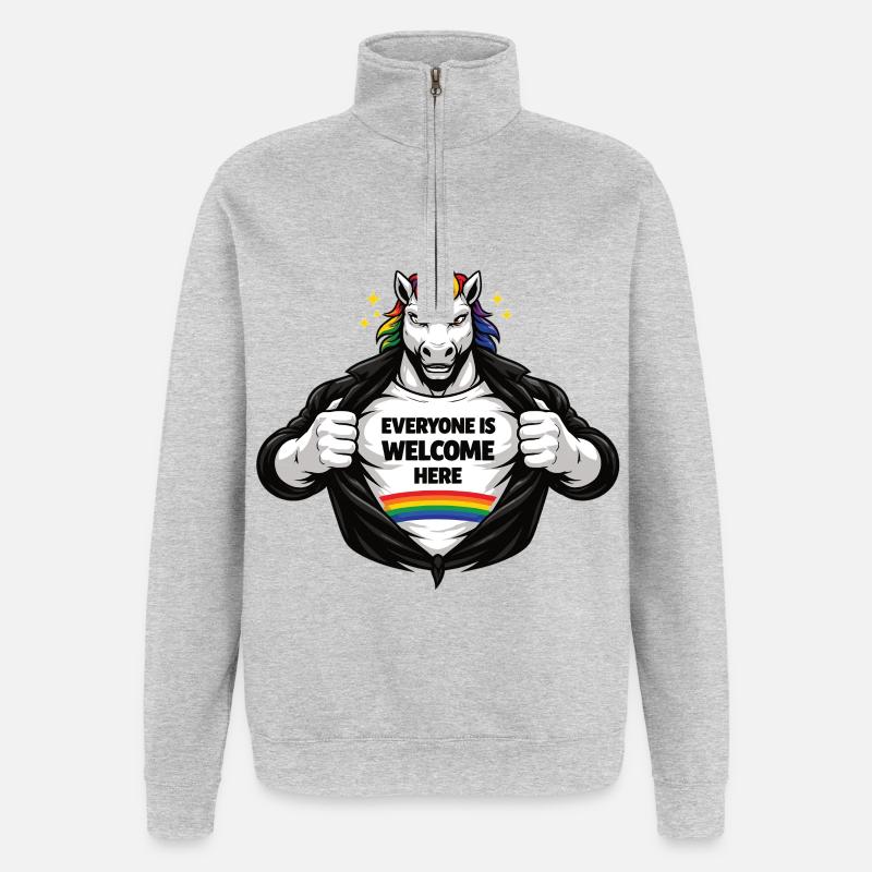 Diversity & Respect Rainbow Statement Design - Quarter-Zip Sweatshirt - heather grey