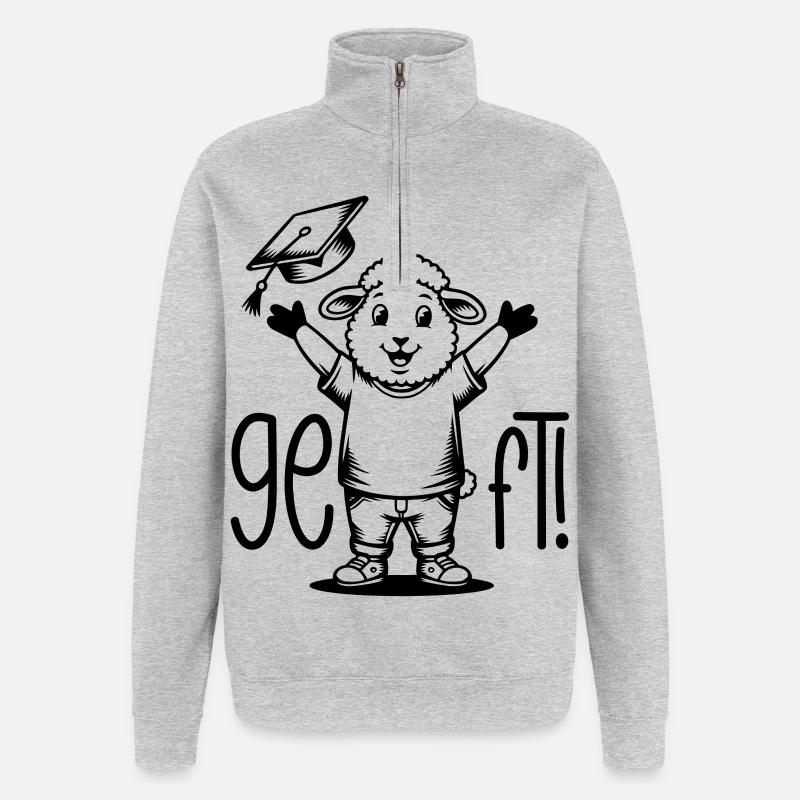 C’est fait ! Moutons - Sweat à zip 1/4 - gris chiné