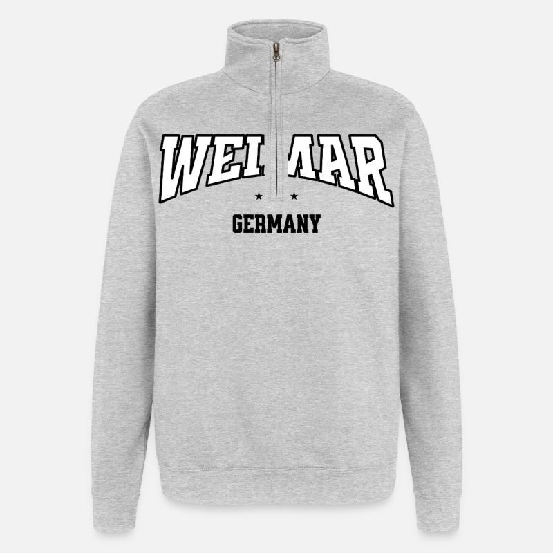Weimar Schriftzug College Style Retro - Quarter-Zip-Sweatshirt - Grau meliert
