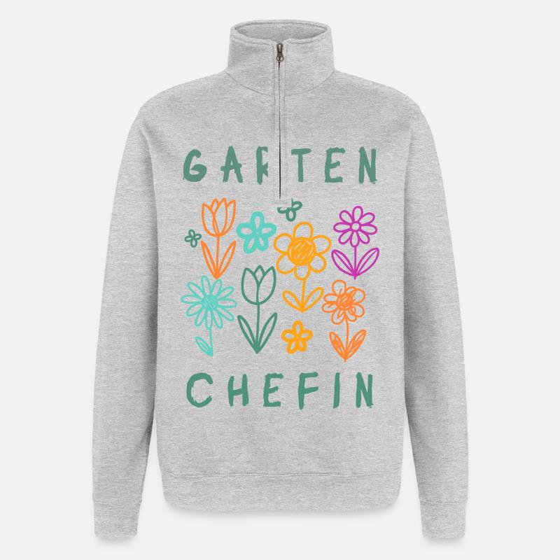 Garten Chefin Blumen Retro Design - Quarter-Zip-Sweatshirt - Grau meliert