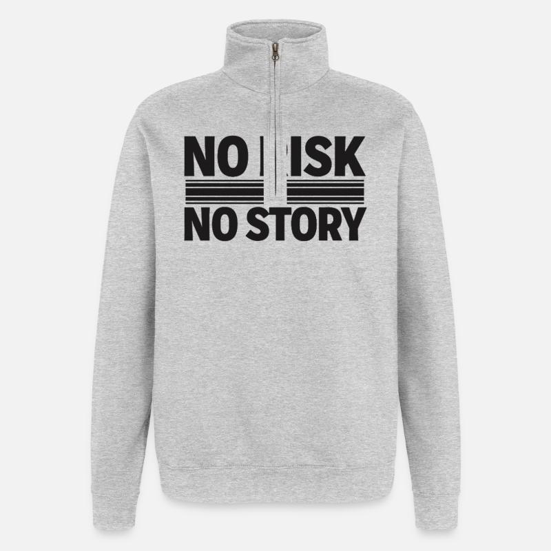 AUCUN RISQUE SANS HISTOIRE Déclaration d’aventure - Sweat à zip 1/4 - gris chiné